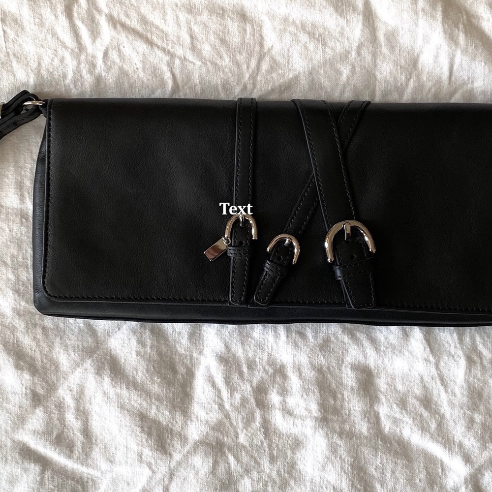 Coach Clutch/Wristlet Black Leather with Silver tone Buckle Detail - Picture 3 of 9